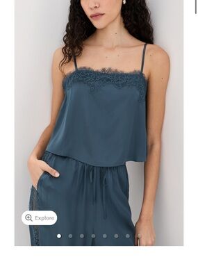New LE BOP Sienna Lace Satin Top Women Medium retail $118